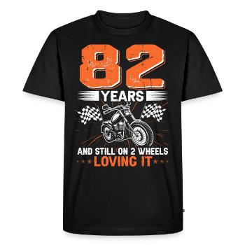 82 Years And Still On 2 Wheels 82th Birthday - Men's Premium Organic T-Shirt - black - Front - Nico (187cm)