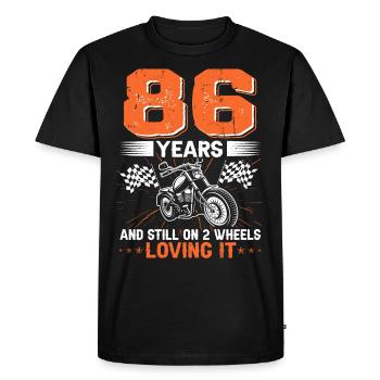 86 Years And Still On 2 Wheels 86th Birthday - Men's Premium Organic T-Shirt - black - Front - Nico (187cm)