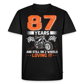 87 ans et toujours sur 2 roues 87e anniversaire - T-shirt Premium bio Homme - noir - Devant - Nico (187cm)