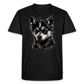 Husky puppy - Men's Premium Organic T-Shirt - black - Front - Nico (187cm)