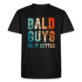 Être chauve avec une barbe Papa chauve - T-shirt Premium bio Homme - noir - Devant - Nico (187cm)