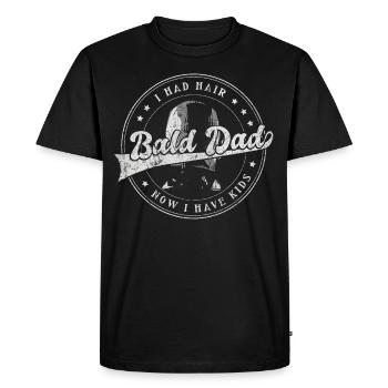Être chauve avec une barbe Papa chauve - T-shirt Premium bio Homme - noir - Devant - Nico (187cm)