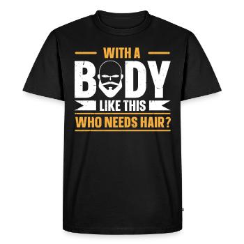 Être chauve avec une barbe Papa chauve - T-shirt Premium bio Homme - noir - Devant - Nico (187cm)