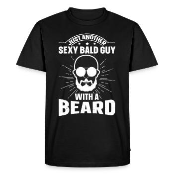 Être chauve avec une barbe Papa chauve - T-shirt Premium bio Homme - noir - Devant - Nico (187cm)