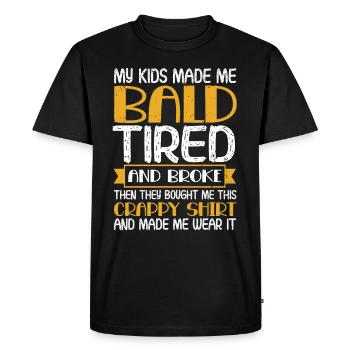 Être chauve avec une barbe Papa chauve - T-shirt Premium bio Homme - noir - Devant - Nico (187cm)