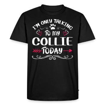 Le propriétaire du chien parle à mon colley - T-shirt Premium bio Homme - noir - Devant - Nico (187cm)