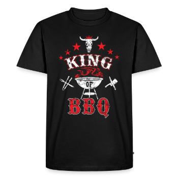 King of BBQ - Men's Premium Organic T-Shirt - black - Front - Nico (187cm)