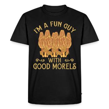 Je suis un gars amusant avec de bonnes morilles cueillissant des champignons - T-shirt Premium bio Homme - noir - Devant - Nico (187cm)