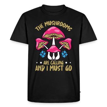 Les champignons m’appellent et je dois aller chercher de la nourriture - T-shirt Premium bio Homme - noir - Devant - Nico (187cm)