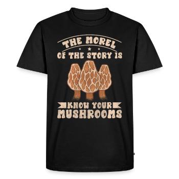 La morille de l’histoire est de connaître vos champignons - T-shirt Premium bio Homme - noir - Devant - Nico (187cm)