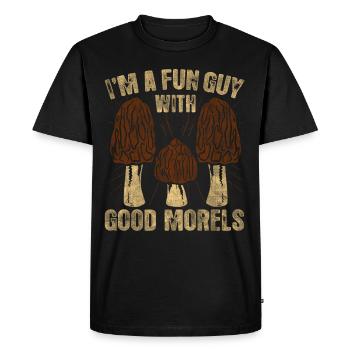 Je suis un gars amusant avec de bonnes morilles cueillissant des champignons - T-shirt Premium bio Homme - noir - Devant - Nico (187cm)