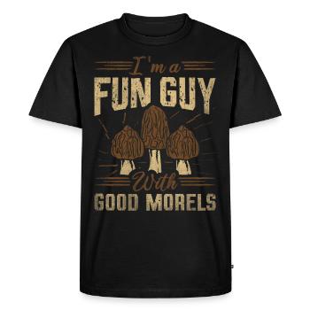 Je suis un gars amusant avec de bonnes morilles cueillissant des champignons - T-shirt Premium bio Homme - noir - Devant - Nico (187cm)