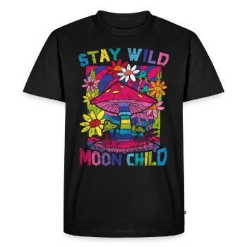 Stay Wild Moon Child Hippie Mushroom - Men's Premium Organic T-Shirt - black - Front - Nico (187cm)
