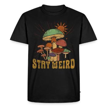 Restez bizarre Hippie Mushroom - T-shirt Premium bio Homme - noir - Devant - Nico (187cm)