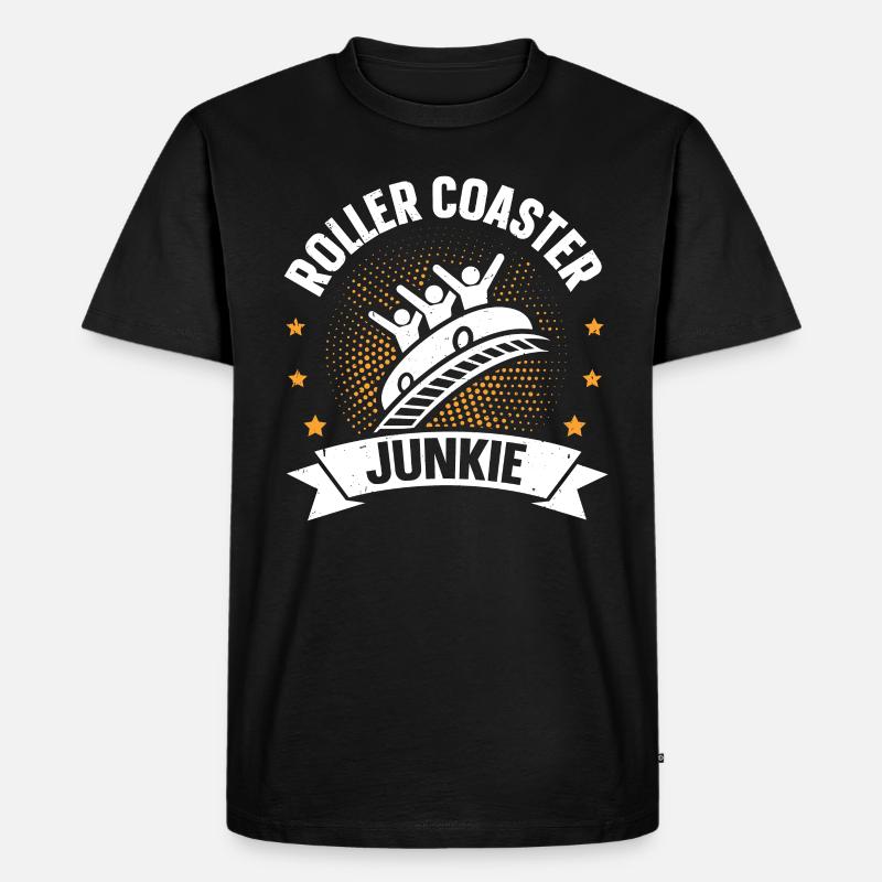 Roller Coaster Junkie Roller Coaster - Männer Premium Bio T-Shirt - Schwarz