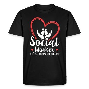 Travailleur social c’est un travail de cœur travailleur social - T-shirt Premium bio Homme - noir - Devant - Nico (187cm)