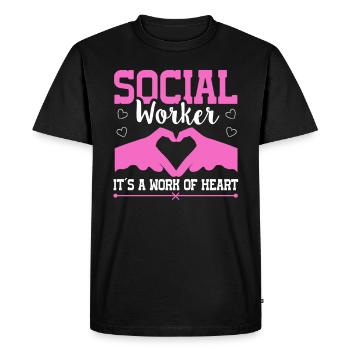 Travailleur social c’est un travail de cœur travailleur social - T-shirt Premium bio Homme - noir - Devant - Nico (187cm)