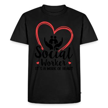 Travailleur social c’est un travail de cœur travailleur social - T-shirt Premium bio Homme - noir - Devant - Nico (187cm)