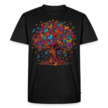 Butterfly Tree Colorful Butterflies Flies - Men's Premium Organic T-Shirt - black - Front - Nico (187cm)