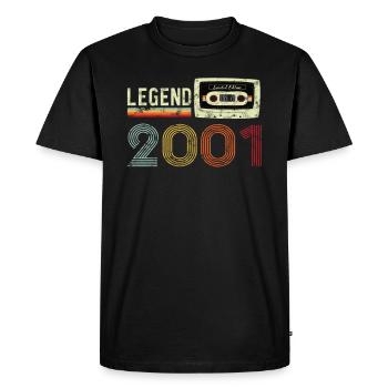 2001 Birthday Vintage Cassette - Men's Premium Organic T-Shirt - black - Front - Nico (187cm)
