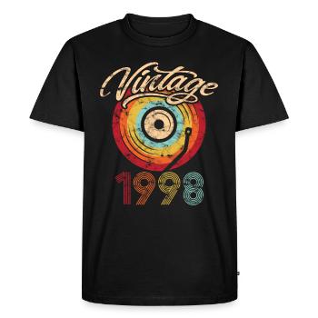 1998 Anniversaire Vinyle Vintage - T-shirt Premium bio Homme - noir - Devant - Nico (187cm)
