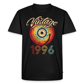 1996 Anniversaire Vinyle Vintage - T-shirt Premium bio Homme - noir - Devant - Nico (187cm)