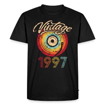 1997 Anniversaire Vinyle Vintage - T-shirt Premium bio Homme - noir - Devant - Nico (187cm)