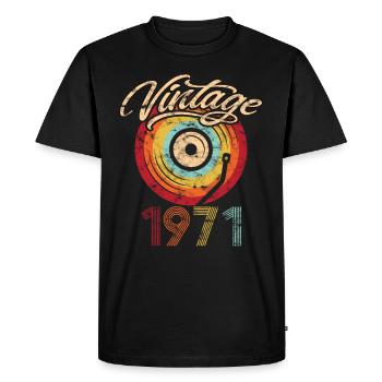 1971 Anniversaire Vinyle Vintage - T-shirt Premium bio Homme - noir - Devant - Nico (187cm)