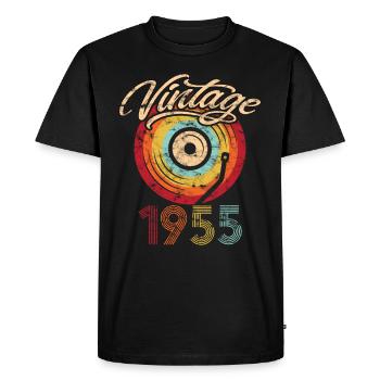 1955 Anniversaire Vinyle Vintage - T-shirt Premium bio Homme - noir - Devant - Nico (187cm)