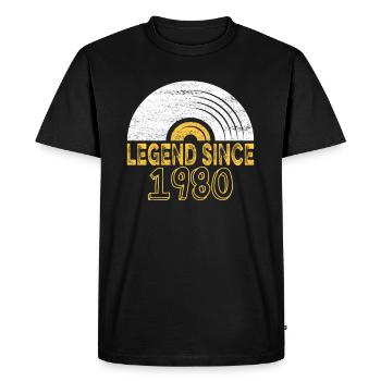 1980 Birthday Vinyl Legend since - Men's Premium Organic T-Shirt - black - Front - Nico (187cm)