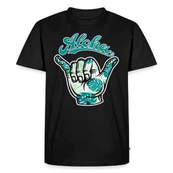 3 Aloha Shaka - Men's Premium Organic T-Shirt - black - Front - Nico (187cm)