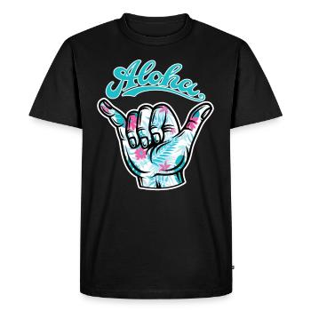 1 Aloha Shaka - Men's Premium Organic T-Shirt - black - Front - Nico (187cm)