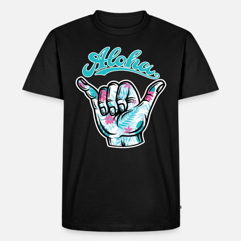 1 Aloha Shaka - Männer Premium Bio T-Shirt - Schwarz
