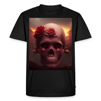 Crâne avec des roses - T-shirt Premium bio Homme - noir - Devant - Nico (187cm)
