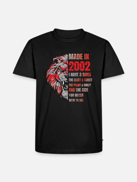 2002 Birthday Lion made in - Men's Premium Organic T-Shirt - black