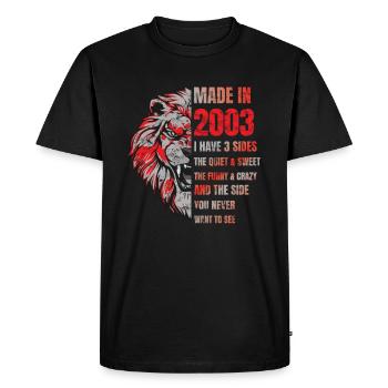 2003 Birthday Lion made in - T-shirt Premium bio Homme - noir - Devant - Nico (187cm)