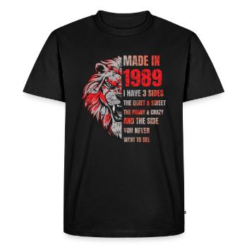 1989 Birthday Lion made in - T-shirt Premium bio Homme - noir - Devant - Nico (187cm)