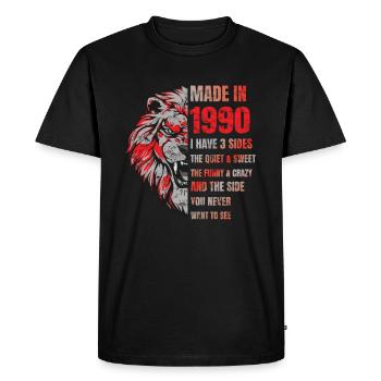 1990 Birthday Lion made in - T-shirt Premium bio Homme - noir - Devant - Nico (187cm)