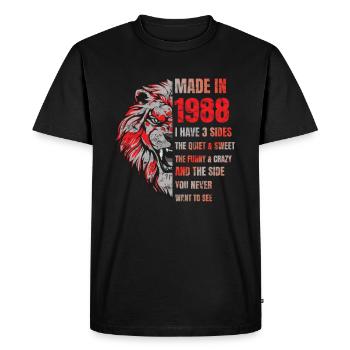 1988 Birthday Lion made in - T-shirt Premium bio Homme - noir - Devant - Nico (187cm)