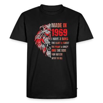 1969 Birthday Lion made in - T-shirt Premium bio Homme - noir - Devant - Nico (187cm)