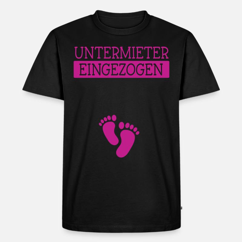 Untermieter Eingezogen - Schwanger Mama - Männer Premium Bio T-Shirt - Schwarz