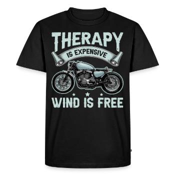 Therapy Is Expensive - Wind Is Free Biker - Men's Premium Organic T-Shirt - black - Front - Nico (187cm)