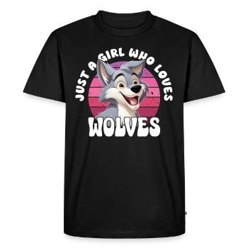 Wolf juste une fille qui aime les loups Wolfskopf - T-shirt Premium bio Homme - noir - Devant - Nico (187cm)