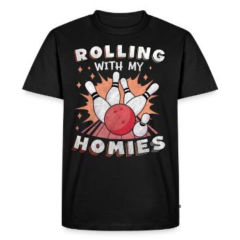 Rouler avec mon cadeau Homies Retro Bowling - T-shirt Premium bio Homme - noir - Devant - Nico (187cm)