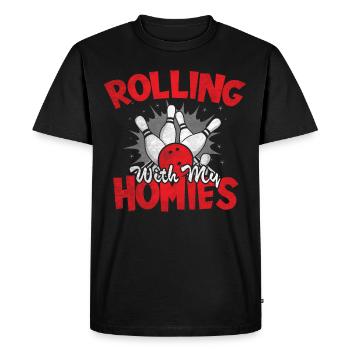 Rouler avec mon cadeau Homies Retro Bowling - T-shirt Premium bio Homme - noir - Devant - Nico (187cm)
