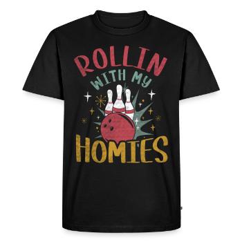 Rollin avec mon cadeau Homies Retro Bowling - T-shirt Premium bio Homme - noir - Devant - Nico (187cm)