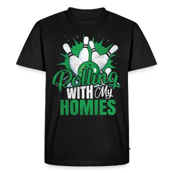 Rouler avec mon cadeau Homies Retro Bowling - T-shirt Premium bio Homme - noir - Devant - Nico (187cm)