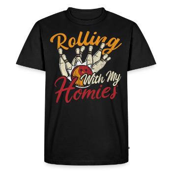 Rouler avec mon cadeau Homies Retro Bowling - T-shirt Premium bio Homme - noir - Devant - Nico (187cm)