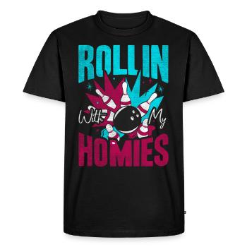 Rollin avec mon cadeau Homies Retro Bowling - T-shirt Premium bio Homme - noir - Devant - Nico (187cm)
