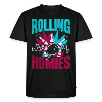 Rouler avec mon cadeau Homies Retro Bowling - T-shirt Premium bio Homme - noir - Devant - Nico (187cm)